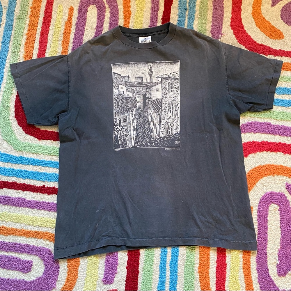 Vintage 1991 MC Escher Siena Andazia Int. Single Stitch Graphic Artist T-shirt